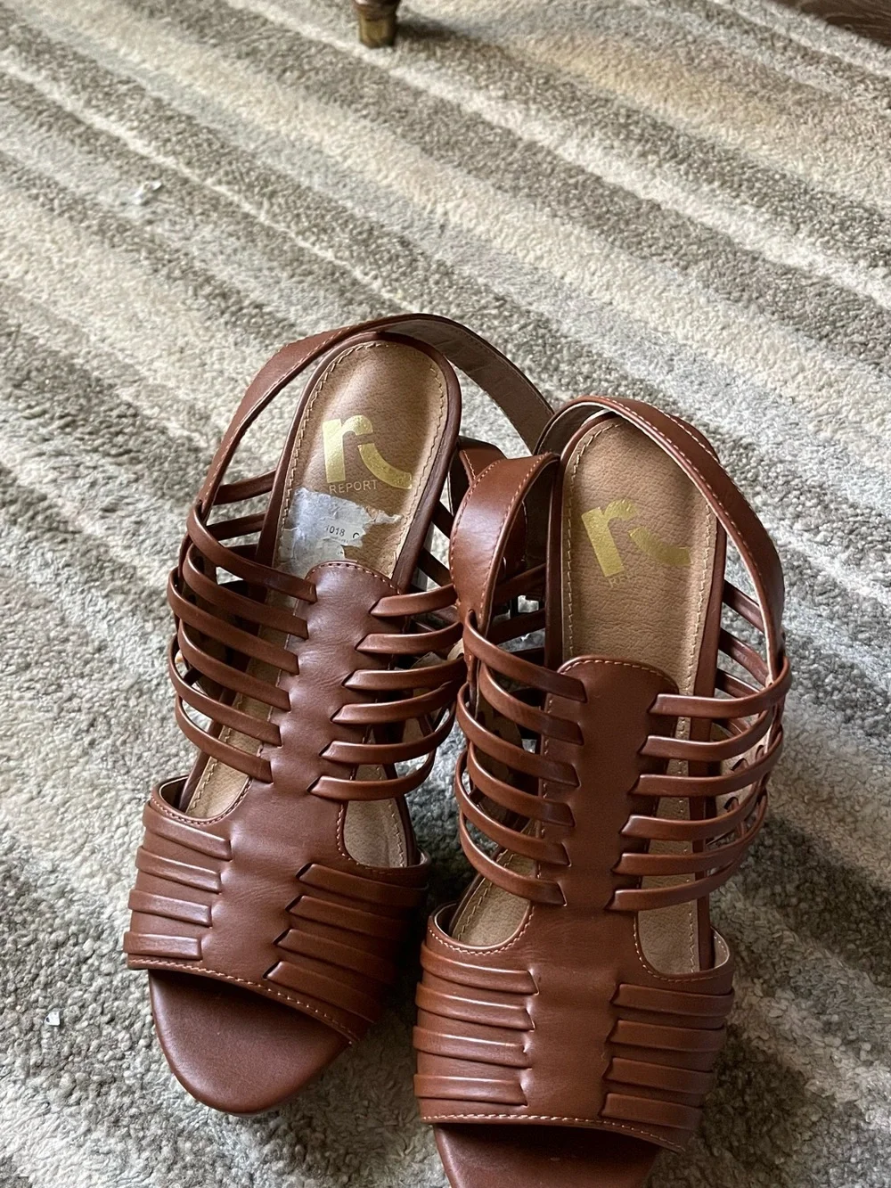 Report Brown Strappy Platform Heeled Sandals